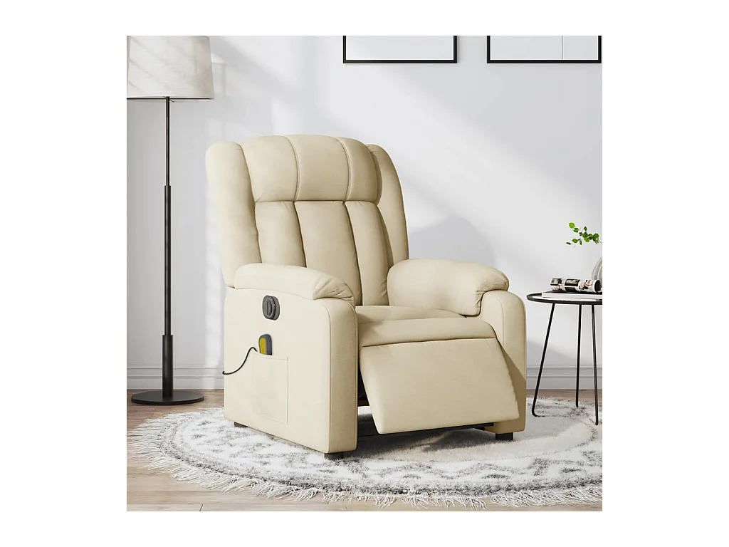 Fauteuil inclinable de massage électrique crème tissu