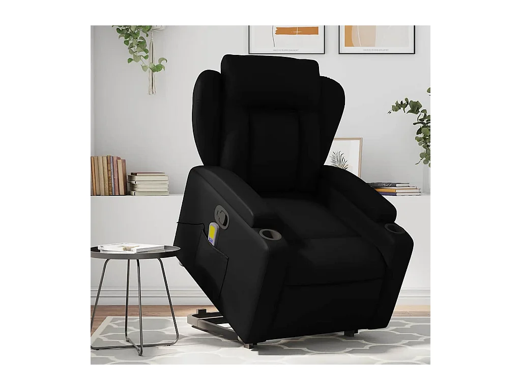 Fauteuil inclinable de massage Noir Similicuir