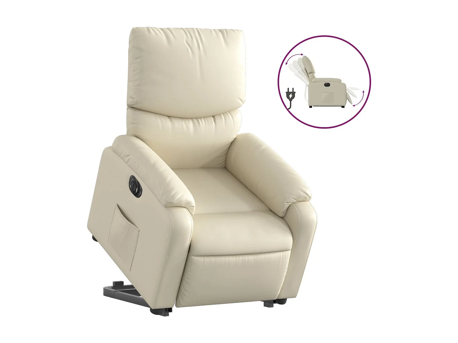 Fauteuil inclinable électrique crème similicuir