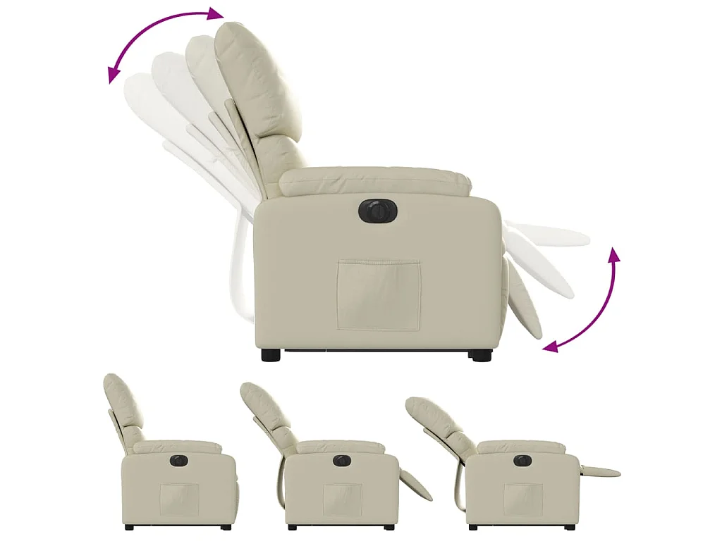 Fauteuil inclinable électrique crème similicuir