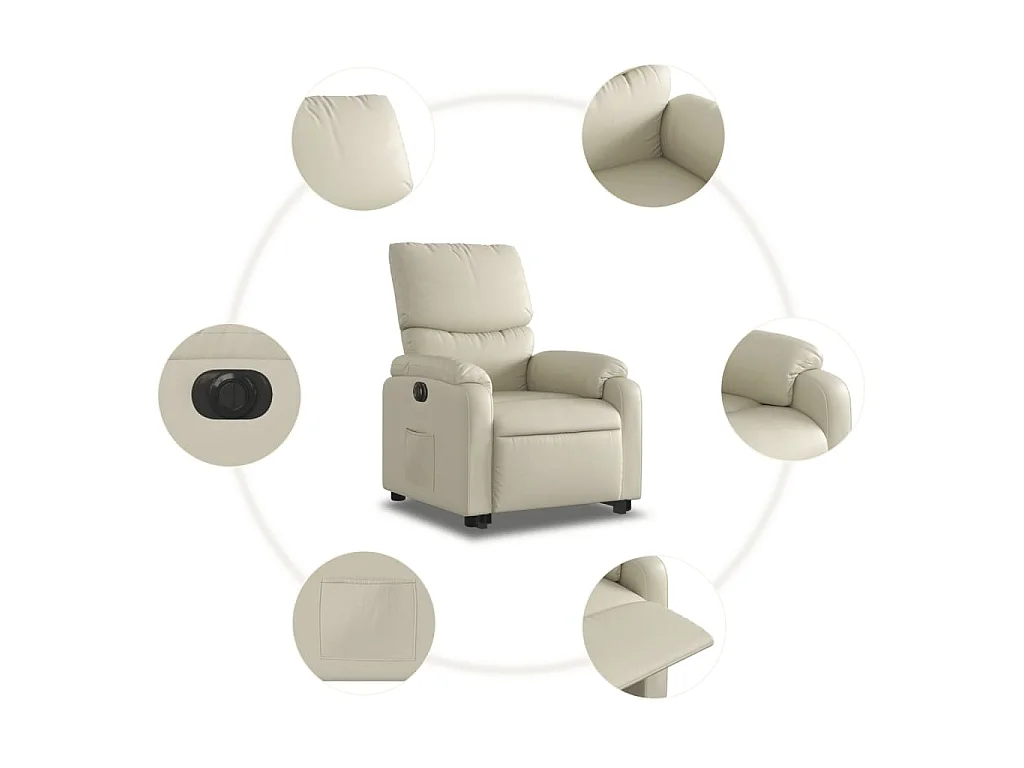 Fauteuil inclinable électrique crème similicuir