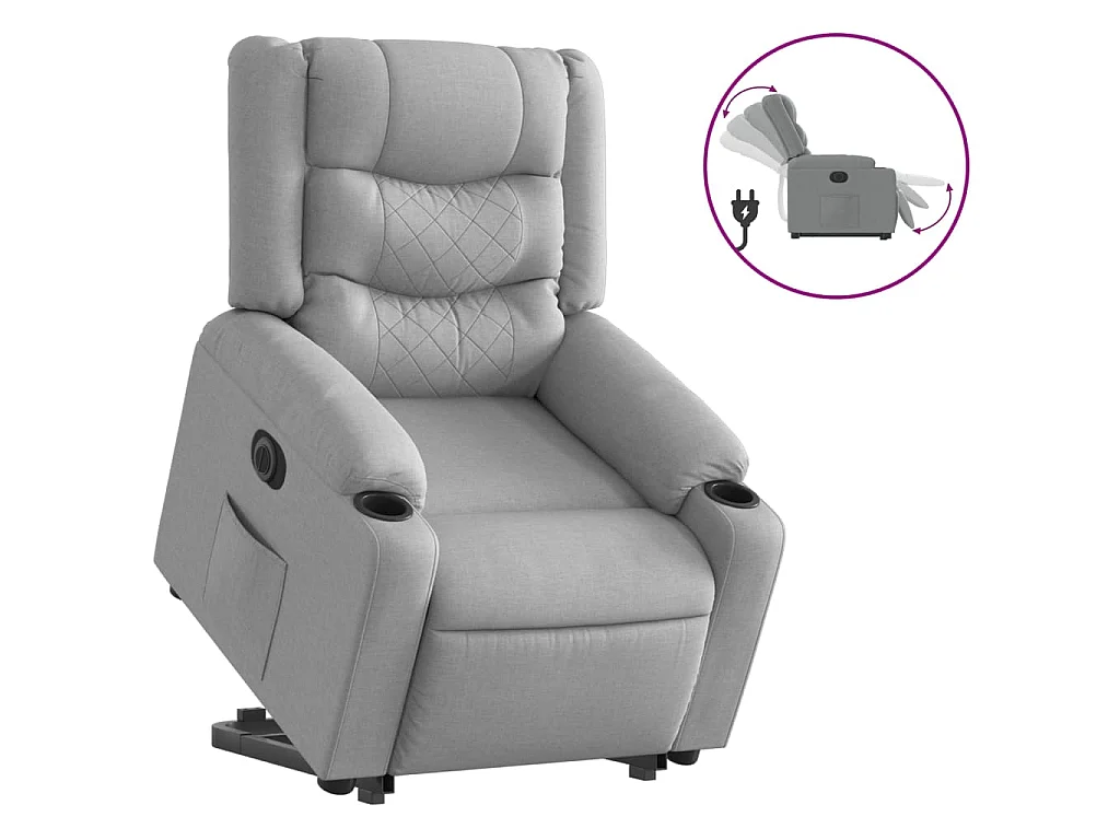 Sta-op-stoel elektrisch verstelbaar stof lichtgrijs