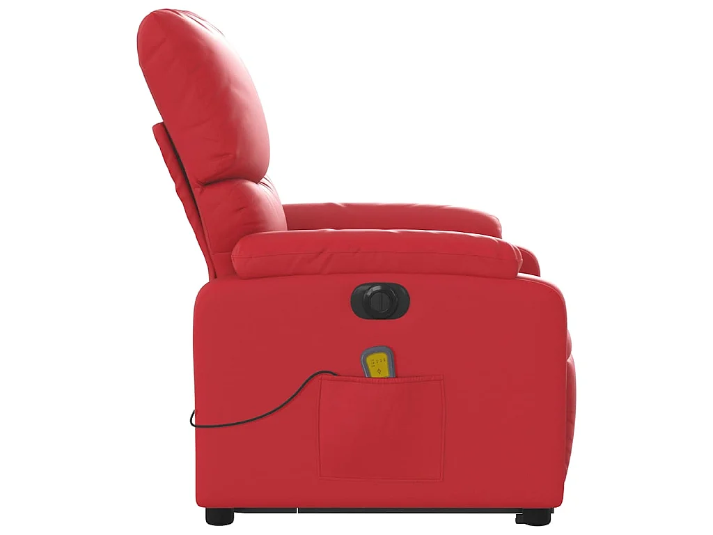 Massagesessel mit Aufstehhilfe Elektrisch Rot Kunstleder