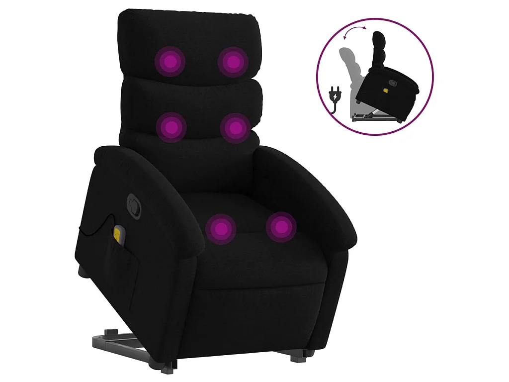 Fauteuil de massage inclinable Noir Tissu