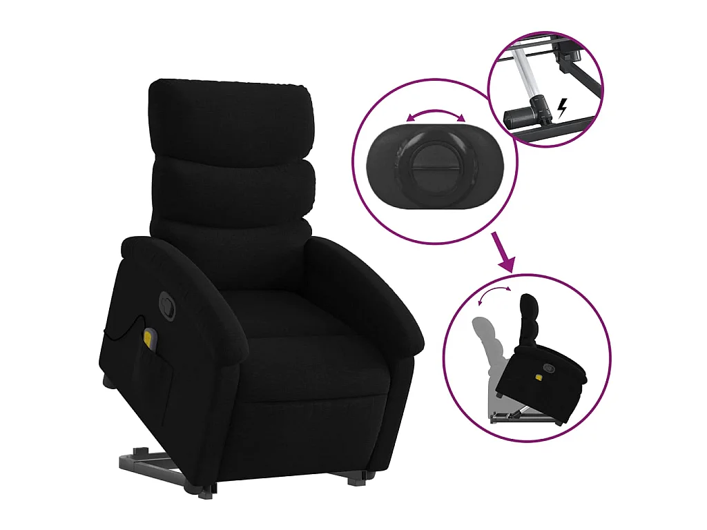 Fauteuil de massage inclinable Noir Tissu