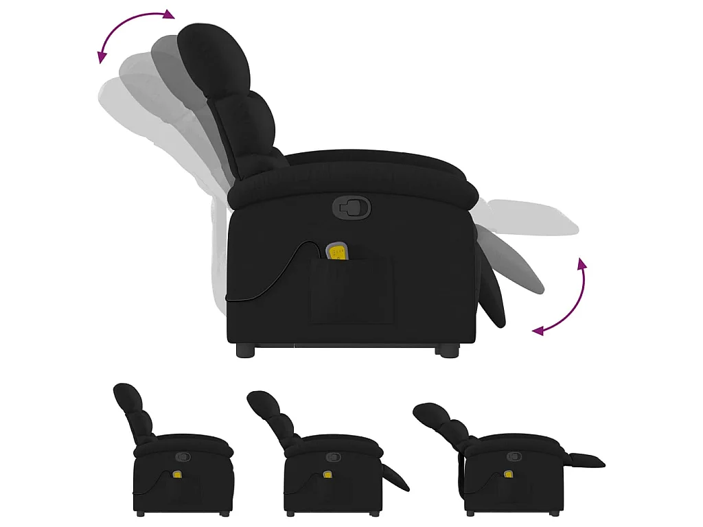 Fauteuil de massage inclinable Noir Tissu