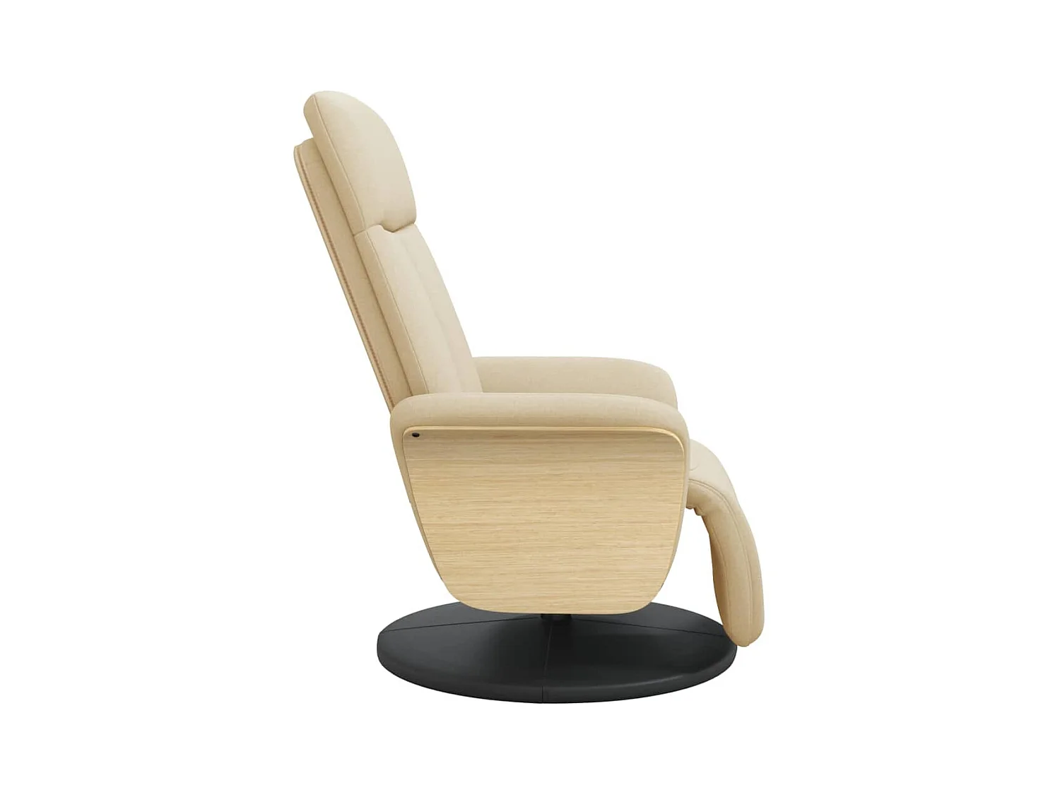 Fauteuil verstelbaar met voetensteun stof crèmekleurig