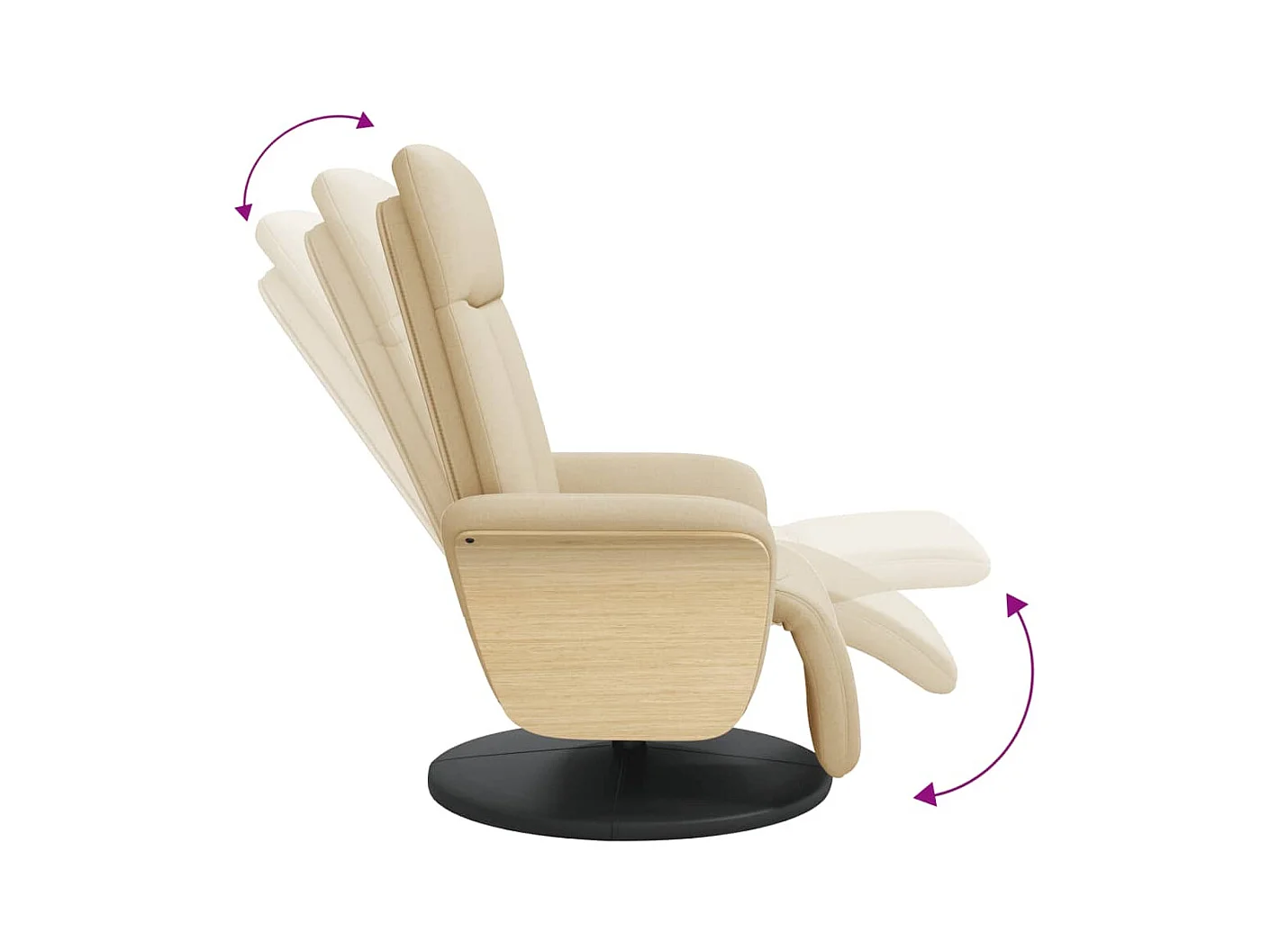 Fauteuil verstelbaar met voetensteun stof crèmekleurig