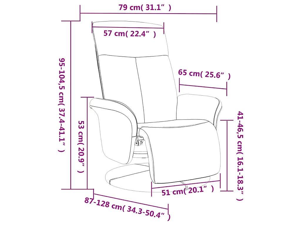 Fauteuil inclinable avec repose-pied crème tissu