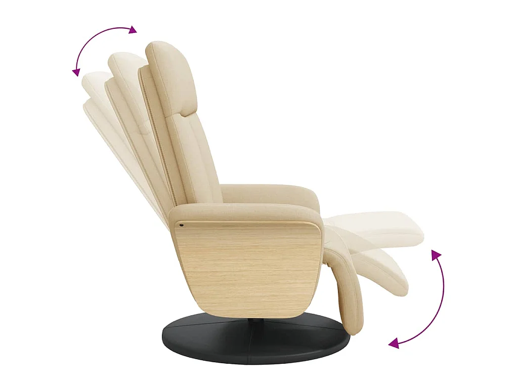 Fauteuil inclinable avec repose-pied crème tissu