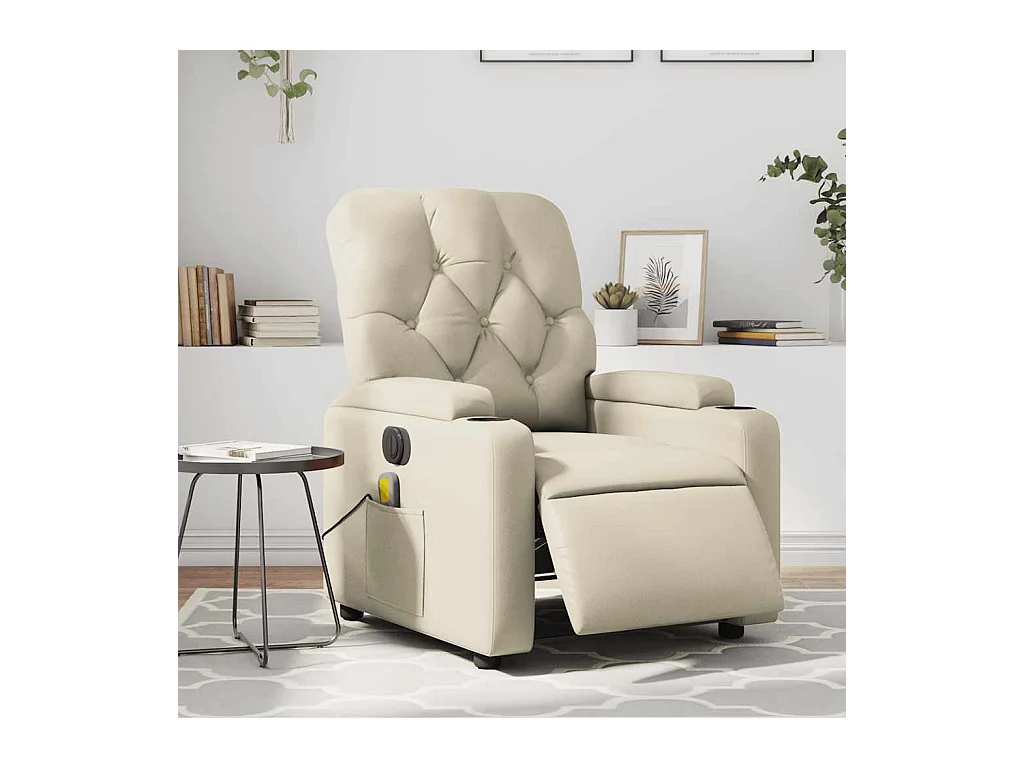 Fauteuil de massage inclinable électrique crème similicuir