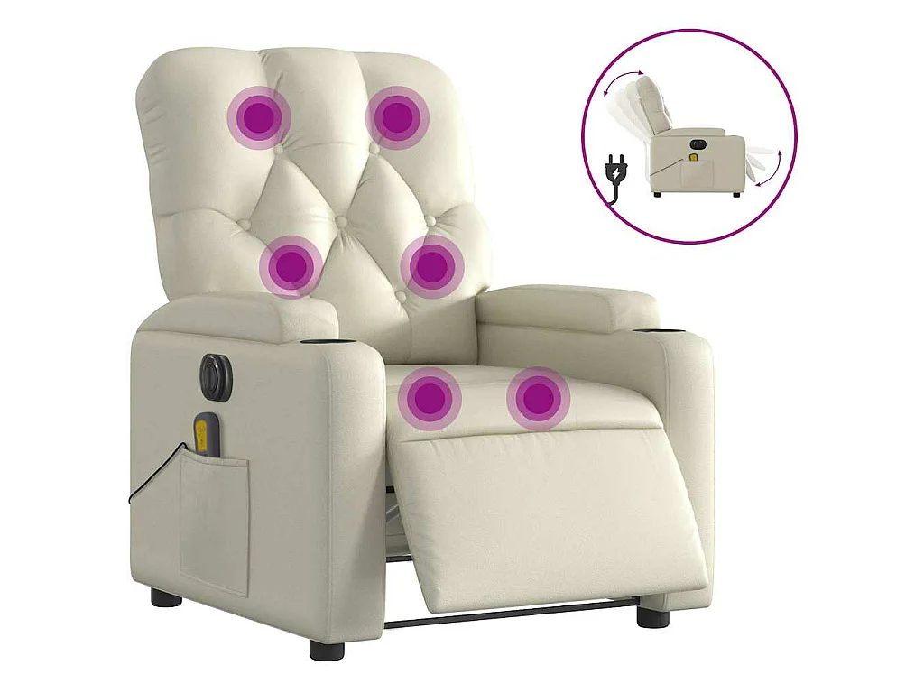 Massagesessel Elektrisch Creme Kunstleder