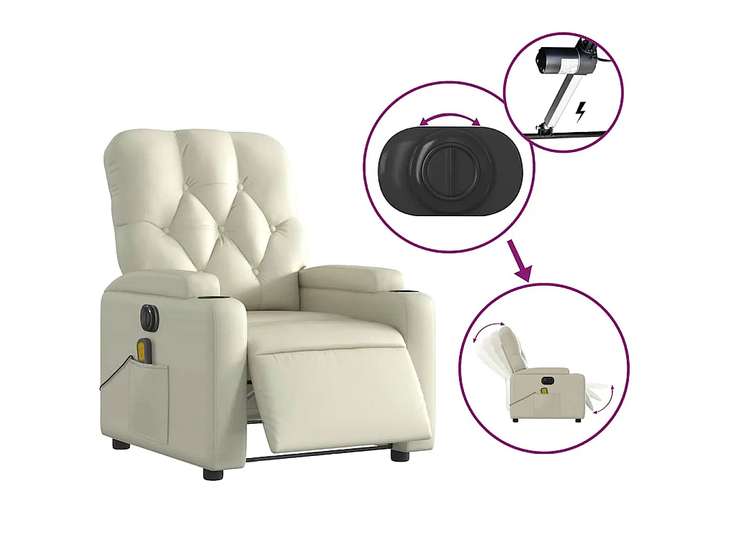 Massagesessel Elektrisch Creme Kunstleder