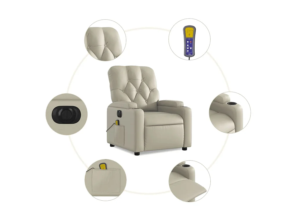 Massagesessel Elektrisch Creme Kunstleder