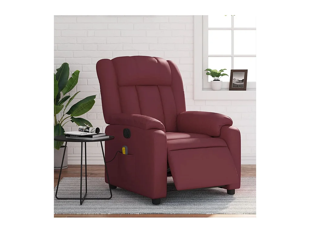 Fauteuil de massage inclinable électrique rouge bordeaux