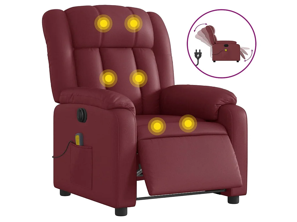 Fauteuil de massage inclinable électrique rouge bordeaux