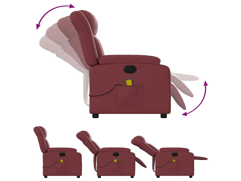Fauteuil de massage inclinable électrique rouge bordeaux