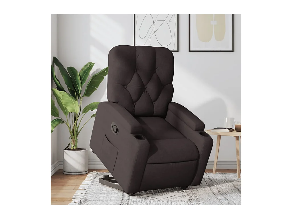 Relaxsessel mit Aufstehhilfe Dunkelbraun Stoff