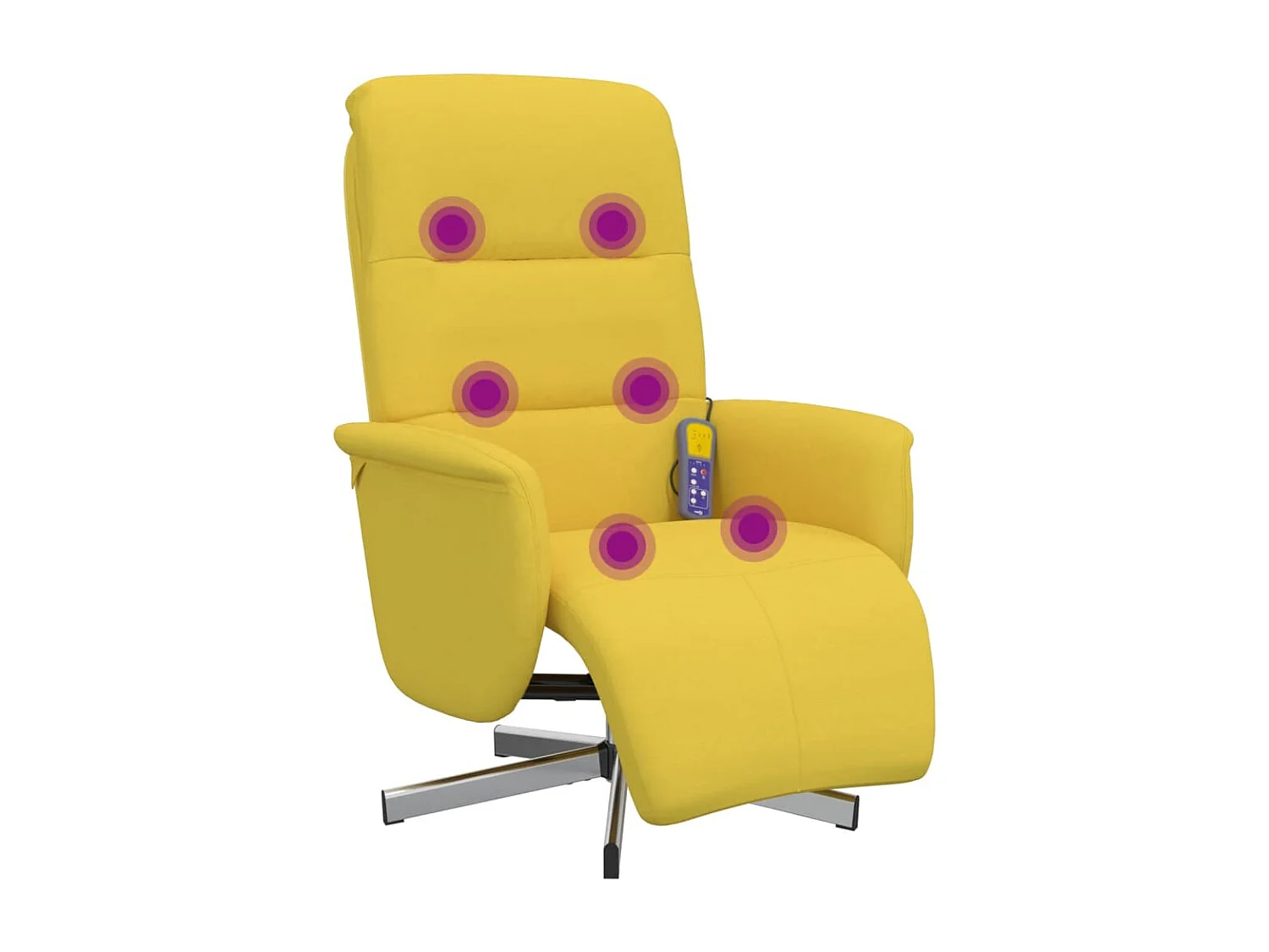 Sillón reclinable de masaje con reposapiés tela amarillo claro