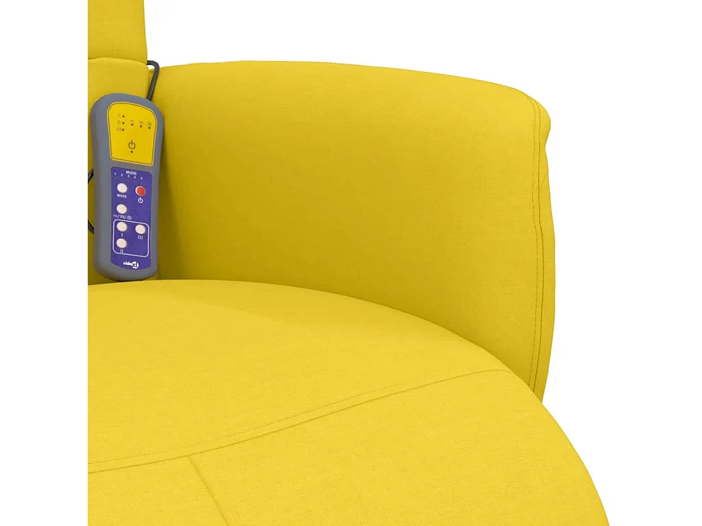Sillón reclinable de masaje con reposapiés tela amarillo claro