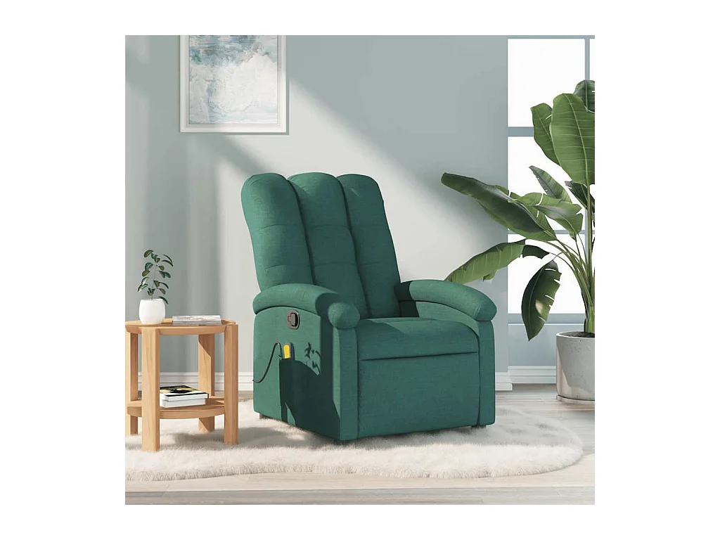 Fauteuil de massage inclinable Vert foncé Tissu