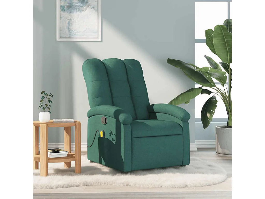 Fauteuil de massage inclinable Vert foncé Tissu