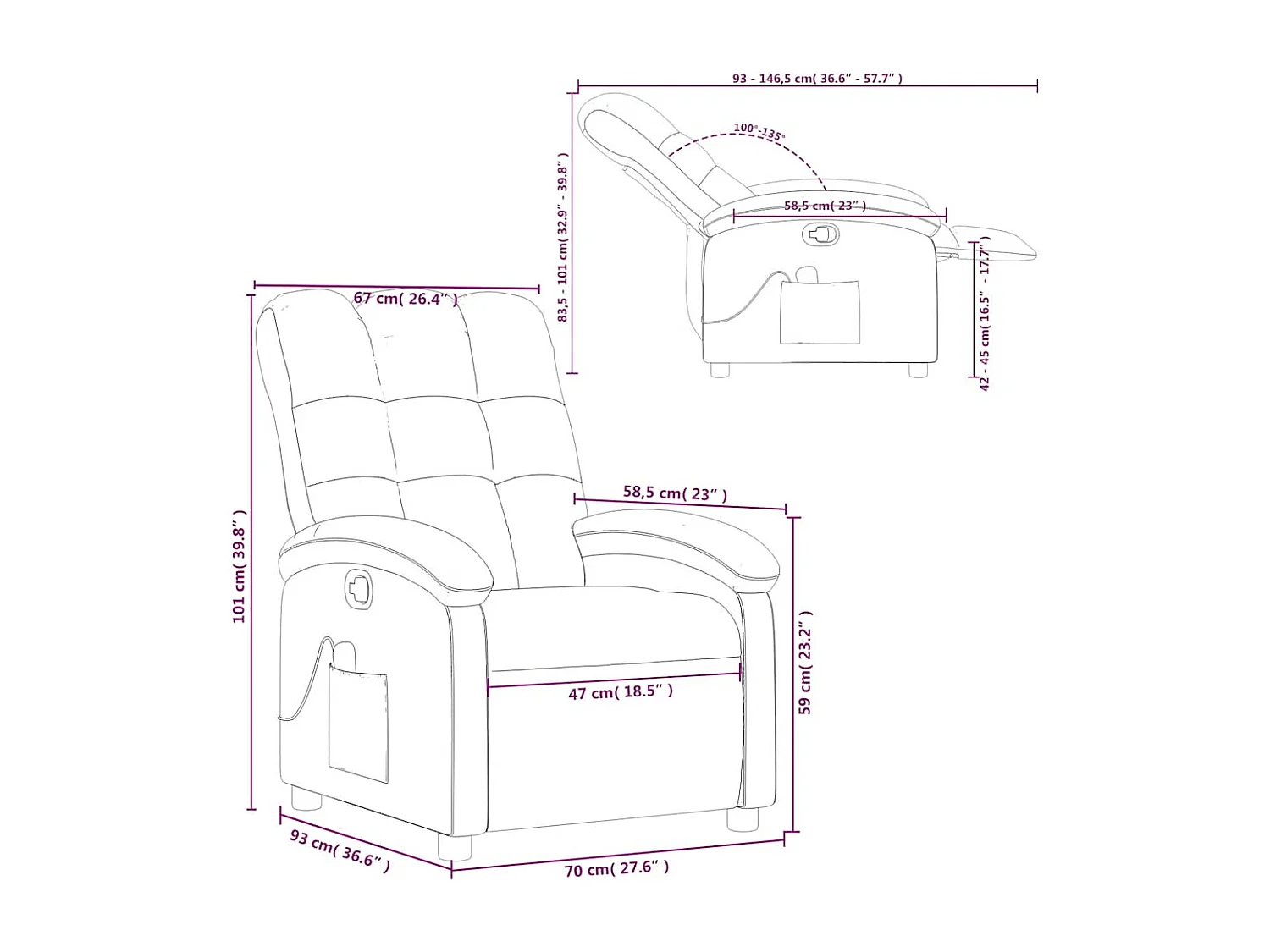 Fauteuil de massage inclinable Vert foncé Tissu