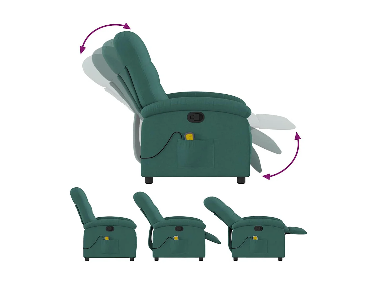 Fauteuil de massage inclinable Vert foncé Tissu