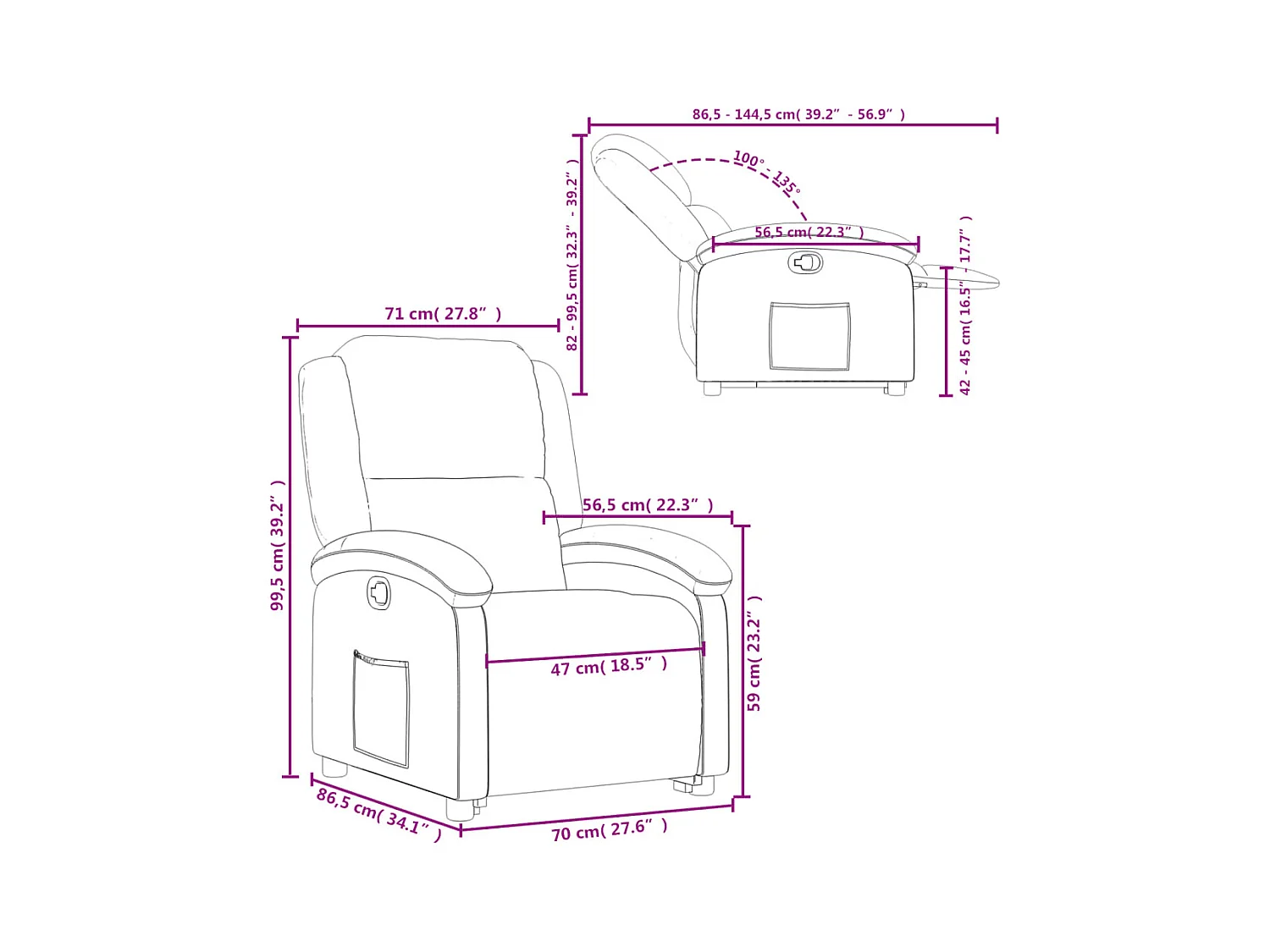 Fauteuil inclinable Noir Similicuir
