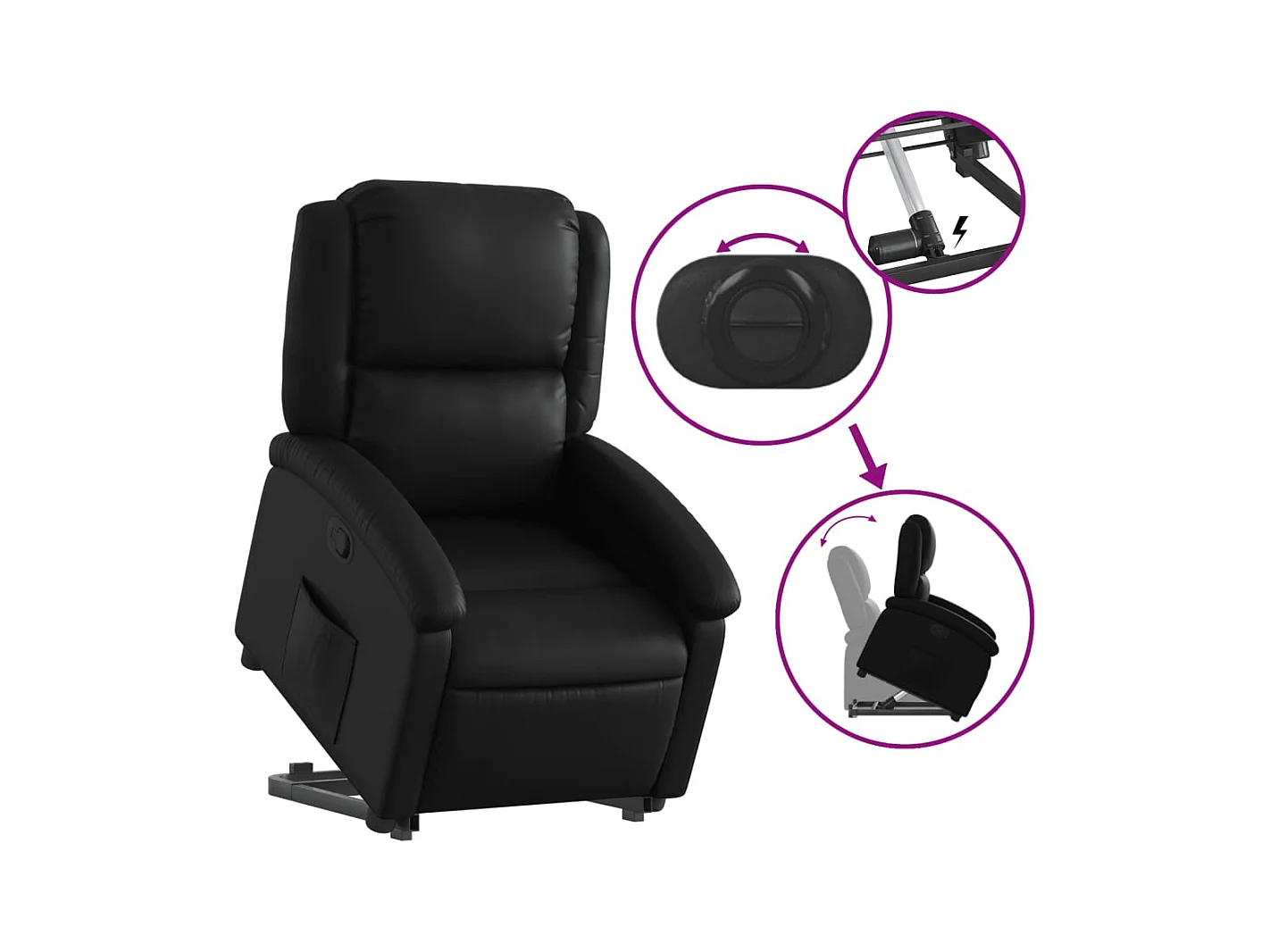 Fauteuil inclinable Noir Similicuir