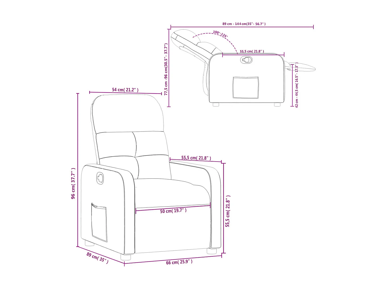 Fauteuil inclinable Noir Tissu