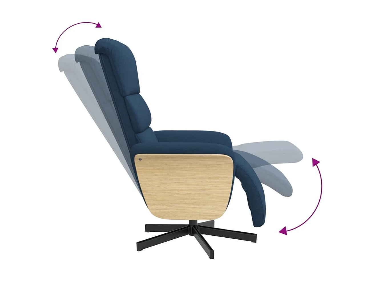Fauteuil inclinable avec repose-pieds bleu tissu