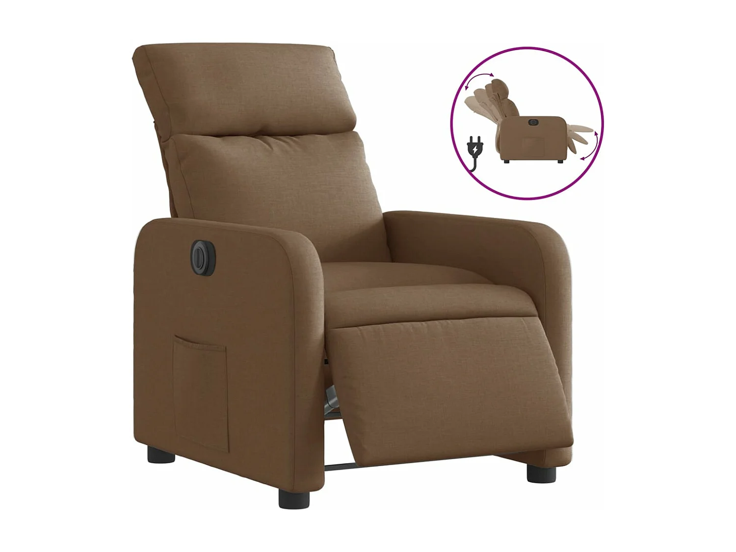 Fauteuil inclinable électrique Marron Tissu