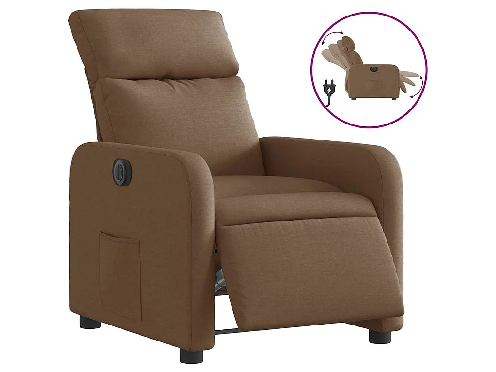 Fauteuil inclinable électrique Marron Tissu