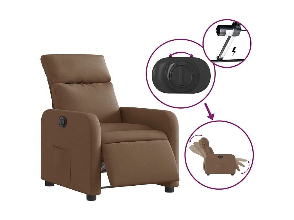 Fauteuil inclinable électrique Marron Tissu