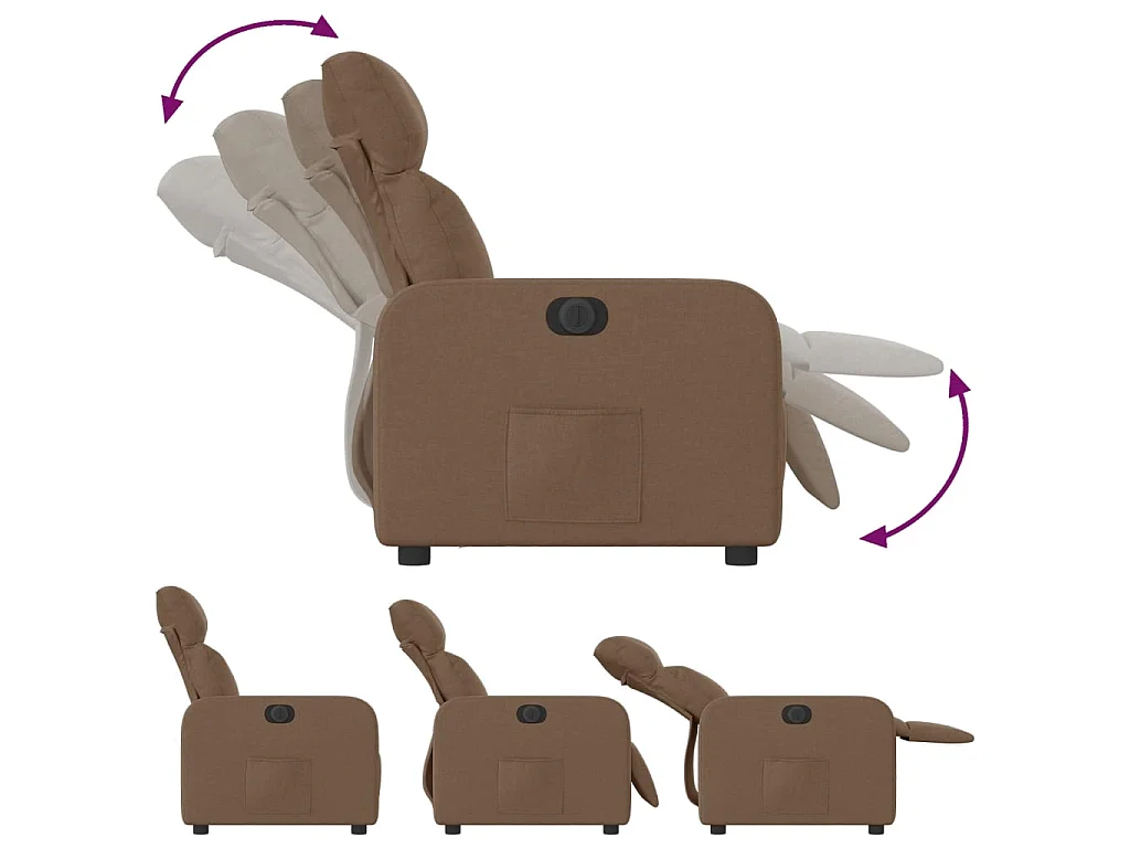 Fauteuil inclinable électrique Marron Tissu
