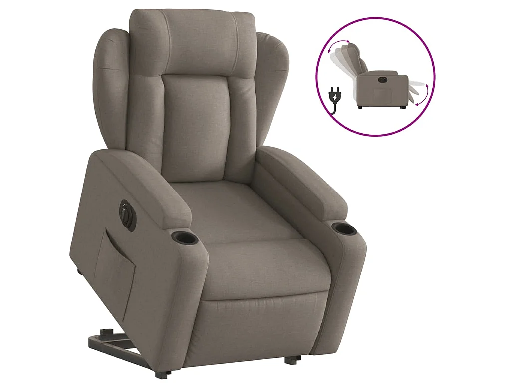 Sta-op-stoel elektrisch verstelbaar stof taupe