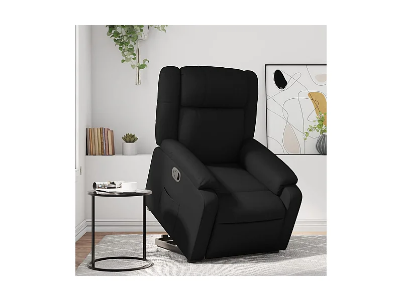 Relaxsessel mit Aufstehhilfe Schwarz Kunstleder