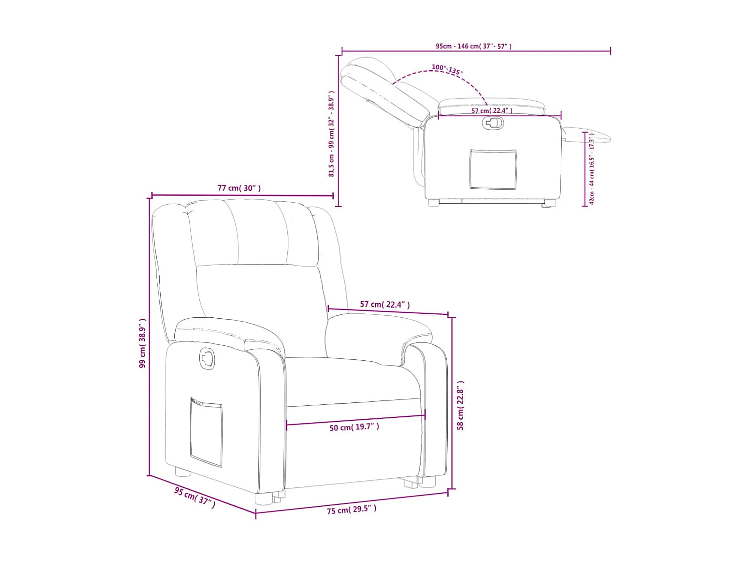Fauteuil inclinable Noir Similicuir