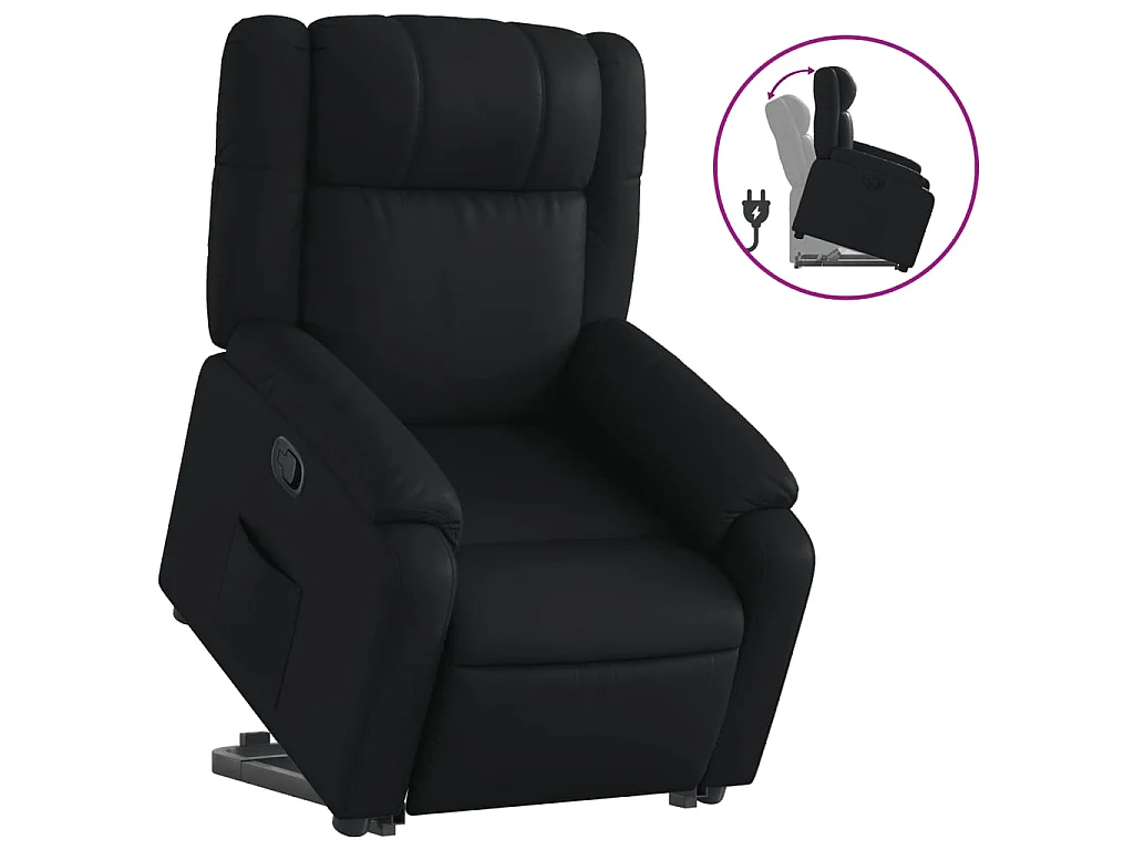 Relaxsessel mit Aufstehhilfe Schwarz Kunstleder