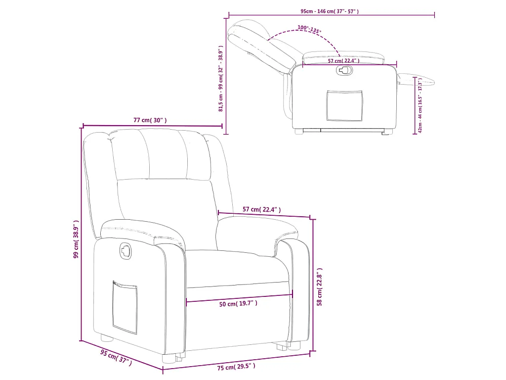 Relaxsessel mit Aufstehhilfe Schwarz Kunstleder