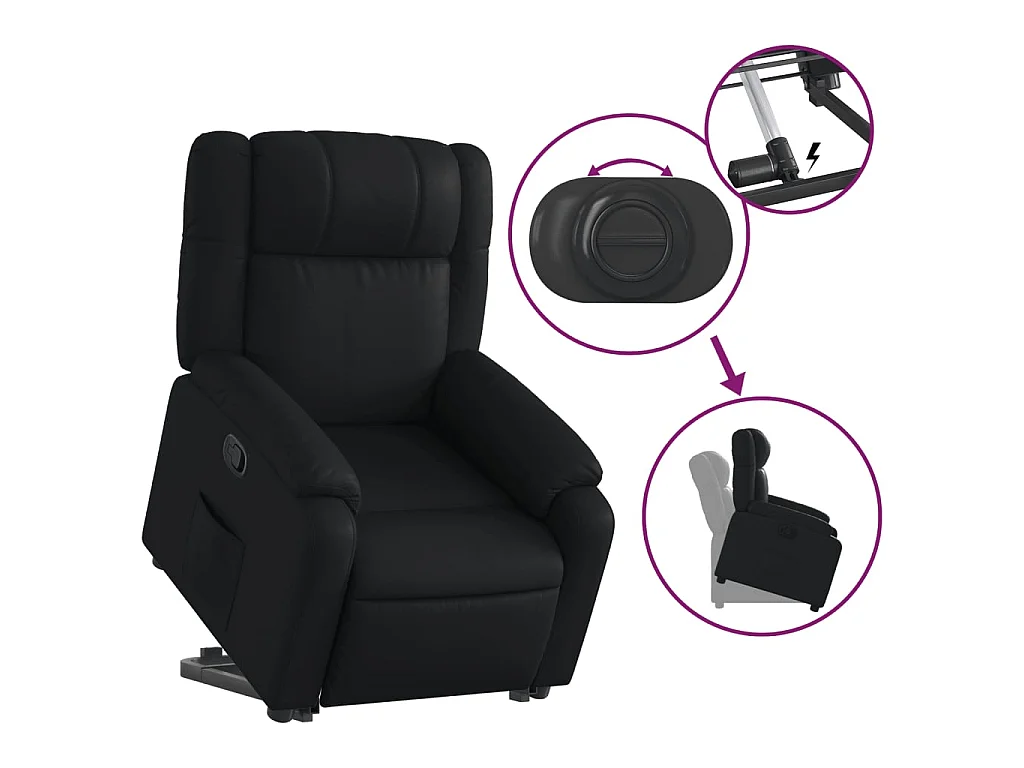 Relaxsessel mit Aufstehhilfe Schwarz Kunstleder