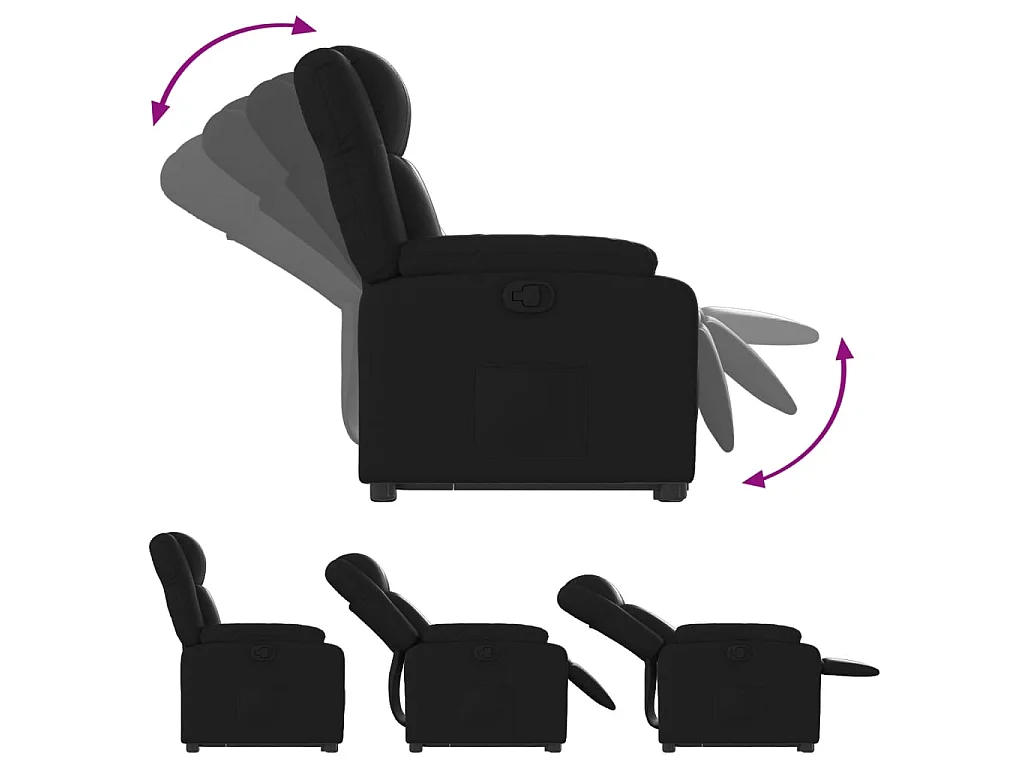 Relaxsessel mit Aufstehhilfe Schwarz Kunstleder