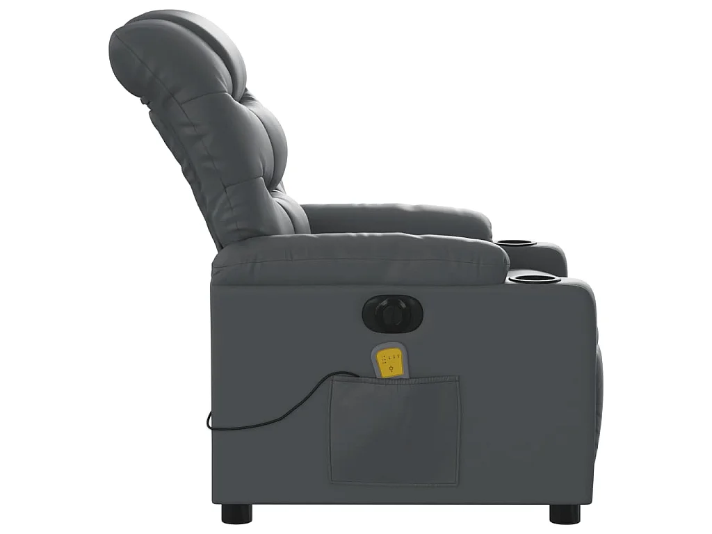 Poltrona Massaggiante Elettrica Reclinabile Grigio Similpelle