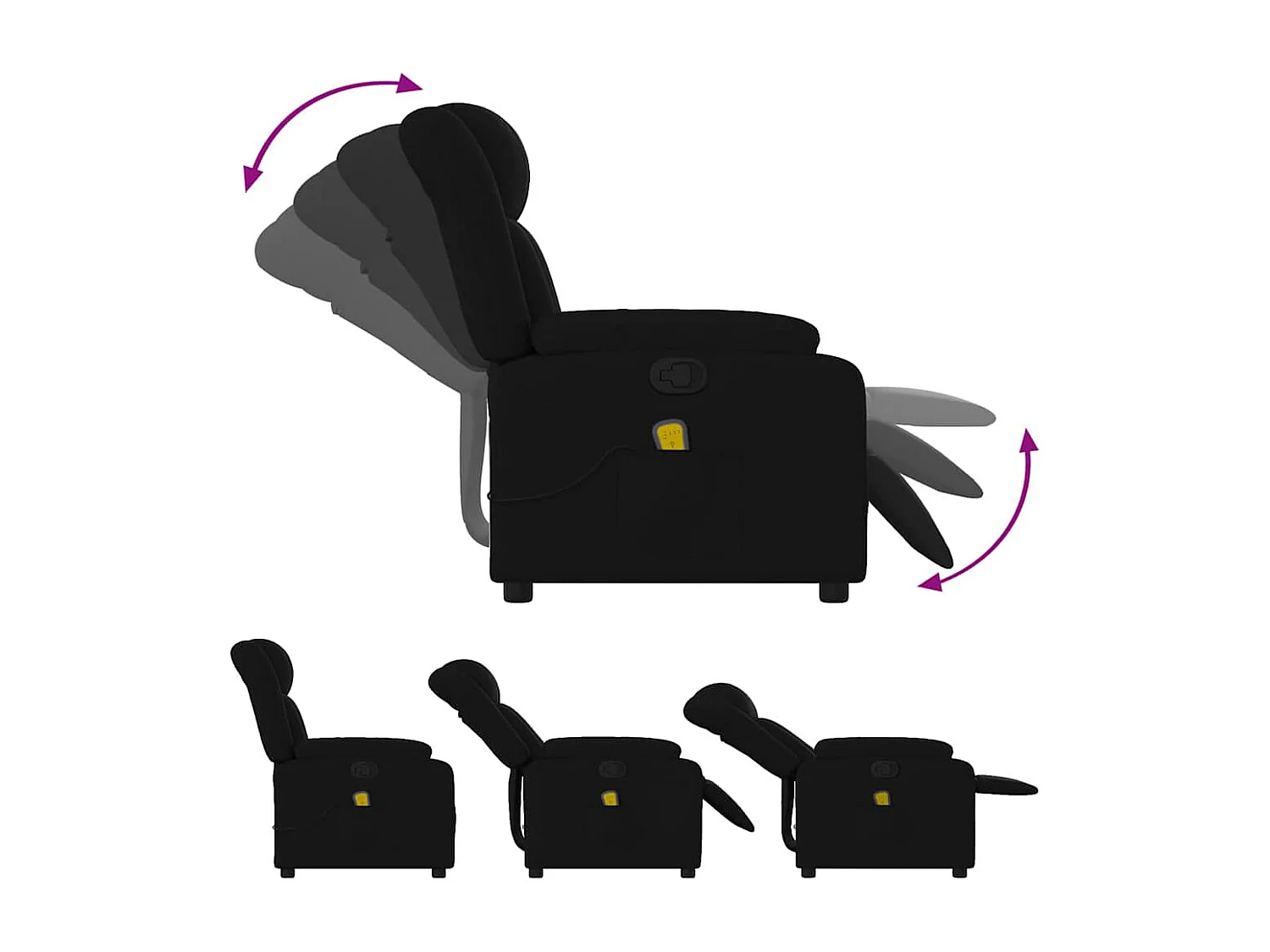 Fauteuil de massage inclinable Noir Tissu