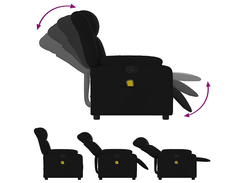 Fauteuil de massage inclinable Noir Tissu