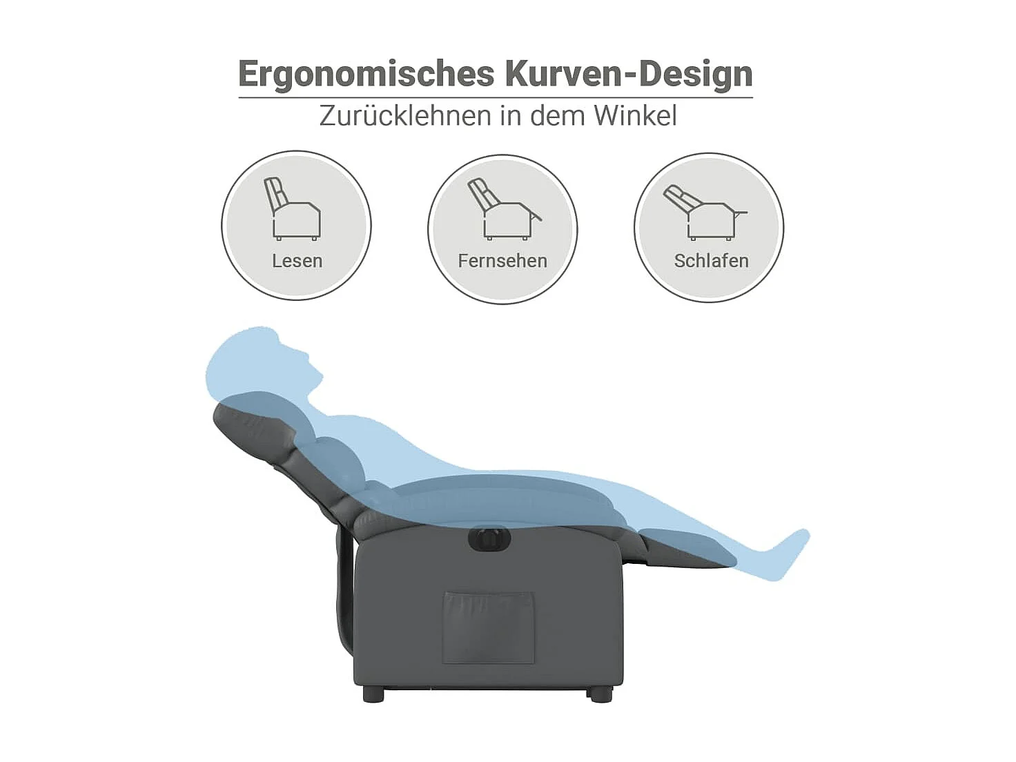 Relaxsessel mit Aufstehhilfe Elektrisch Grau Kunstleder