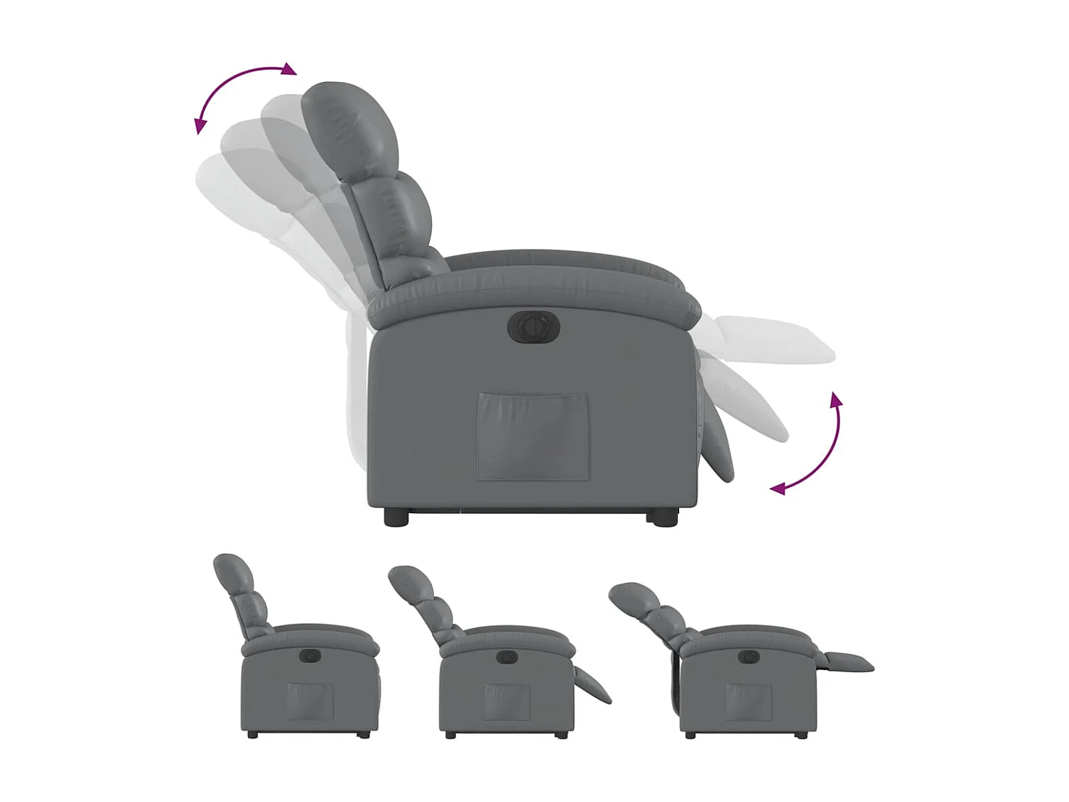 Fauteuil inclinable électrique gris similicuir
