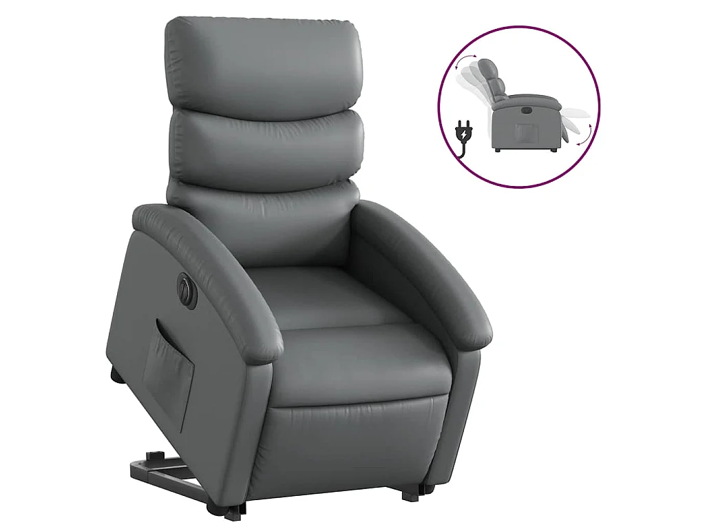 Fauteuil inclinable électrique gris similicuir