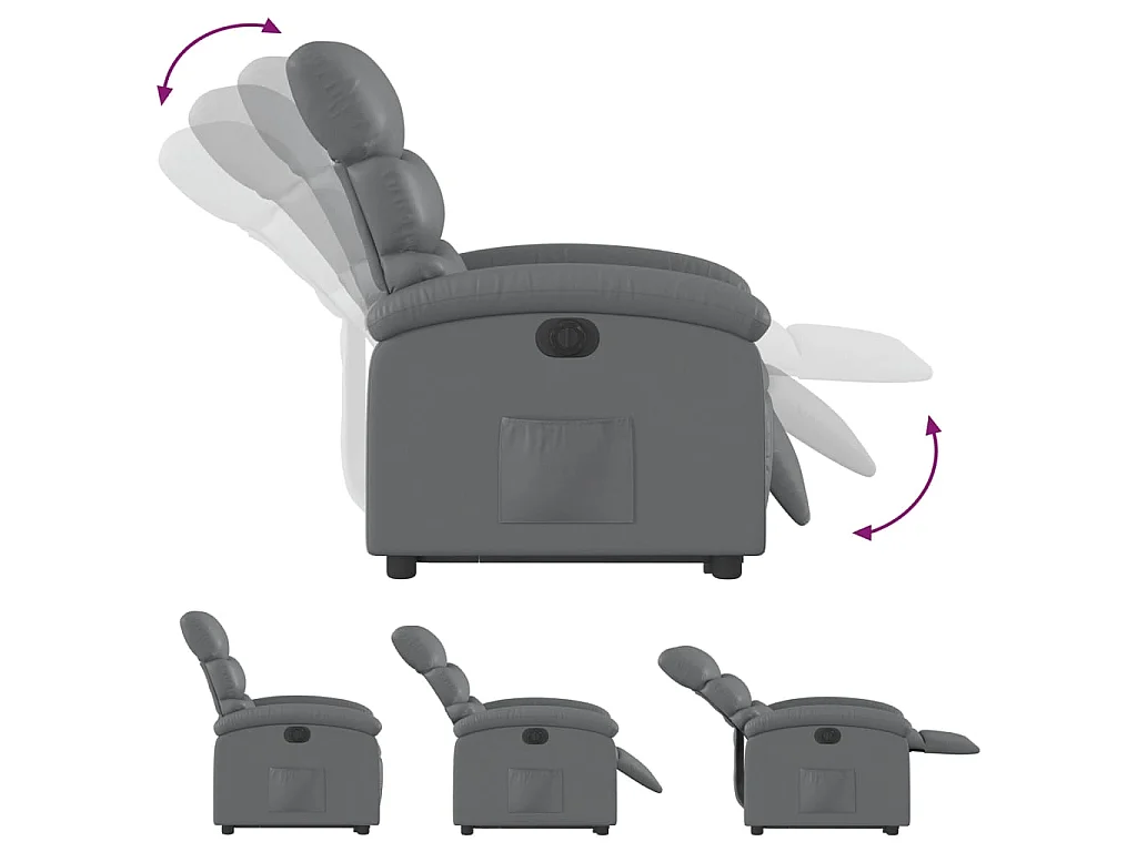 Fauteuil inclinable électrique gris similicuir